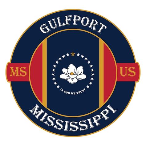 Premium Vector | Gulfport Mississippi Flag USA Travel Souvenir Seal Stamp Badge Sticker Logo ...