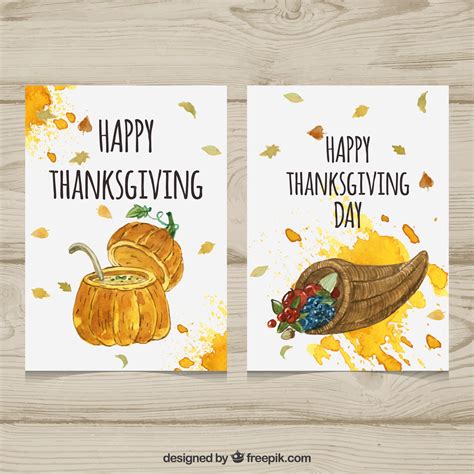 Free Vector | Thanksgiving watercolor cards