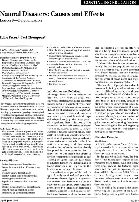 Natural Disasters: Causes and Effects: Lesson 8—Desertification ...