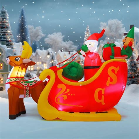 GOOSH Christmas Inflatable 7.2FT Santa Sleigh Inflatable Santa Sleigh ...