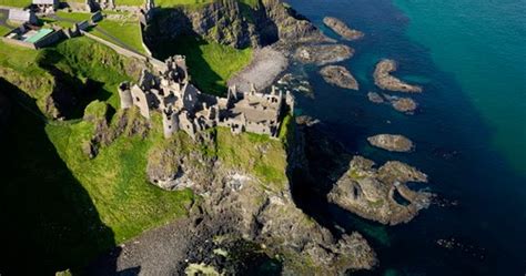 Aerial view of Dunluce Castle Thought by many to be the most romantic ...