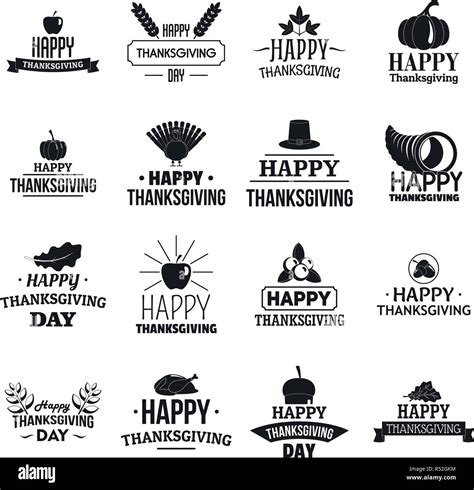 Thanksgiving day logo set. Simple illustration of thanksgiving day vector logo set for web ...