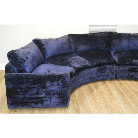 Mid Century Modern Blue Curved Circular Sectional Sofa | Chairish