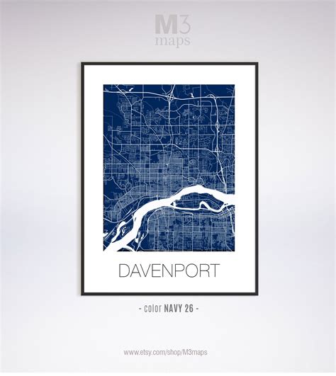 Davenport Iowa Davenport IA Map Davenport Map Davenport | Etsy