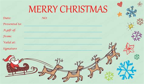 Flying Reindeer Christmas Gift Certificate Template