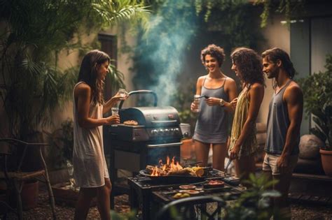 Premium AI Image | a group of people cooking in an outdoor kitchen.