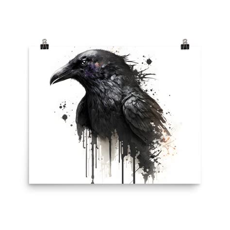 Digital Gothic Raven Poster - Etsy