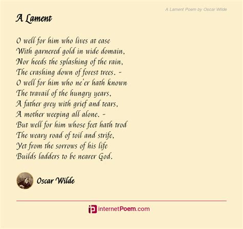 A Lament Poem by Oscar Wilde