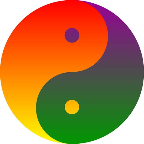 an image of a yin yang symbol in the middle of a rainbow hued circle