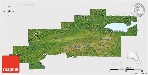 Satellite Panoramic Map of Greater Sudbury / Grand Sudbury, cropped outside