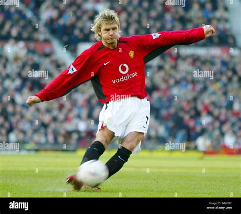 Manchester United's David Beckham scores his side's second goal against Portsmouth from a free ...