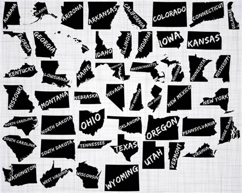 United States SVG Bundle 50 States Silhouettes 50 States | Etsy