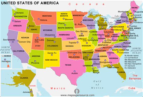 Cartina degli Stati Uniti: Mappa politica e fisica degli USA