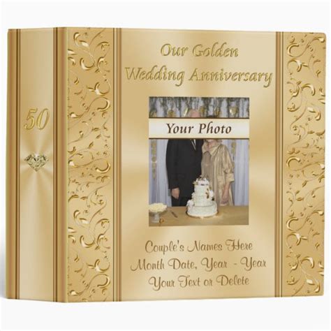 Your Photo on Gold 50th Wedding Anniversary Album 3 Ring Binder | Zazzle.com