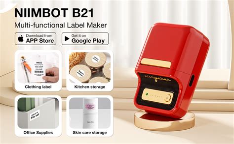 Label Maker NiiMbot B21 Portable Bluetooth Lable Printer with Multiple Templates Compatible with ...
