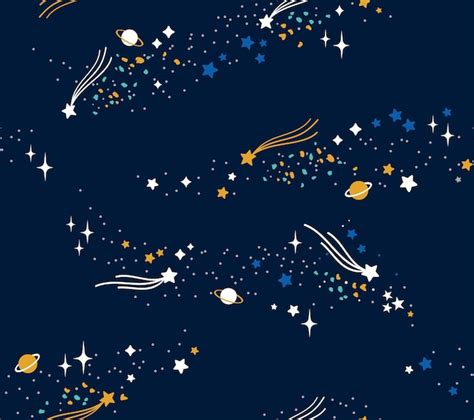 Premium Vector | Color seamless space pattern. hand drawn planets and ...