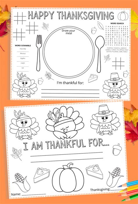 Printable Thanksgiving Placemats