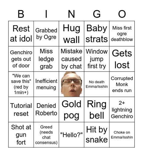 Sekiro Speedrun Bingo Card