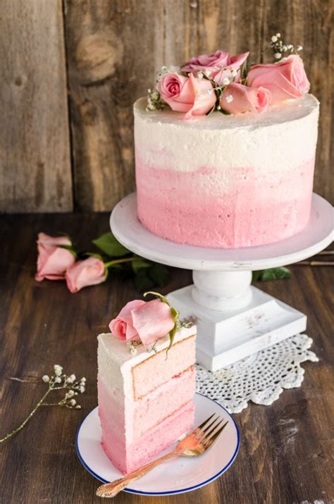 Strawberry Pink Ombre Cake - Famousbio