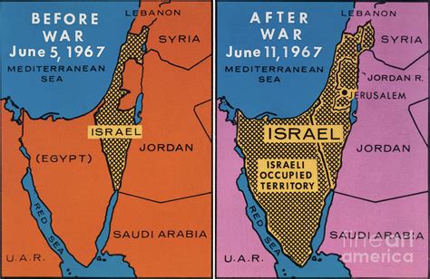 Map Showing Israeli Gains From Six Day by Bettmann