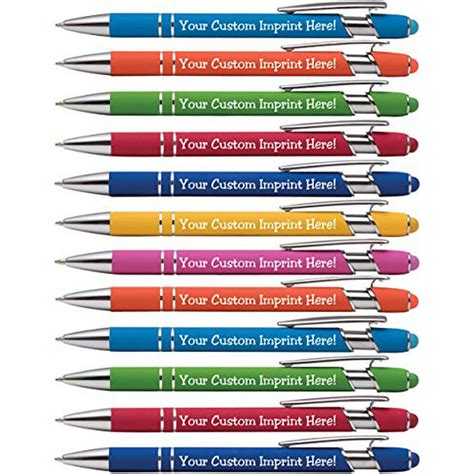 Premium Custom Pens with Stylus | Burst of Color | Personalized Soft-Touch Metal Printed Name ...