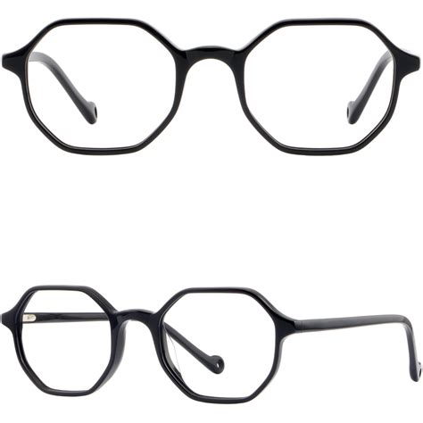 Light Black Geometric Glasses Acetate Plastic Prescription Glasses Hexagon Frame From Aceglasses ...