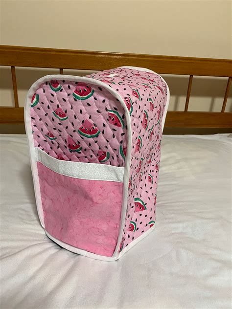 Handmade mixer cover, reversible double sided quilted fabric, pockets on one side