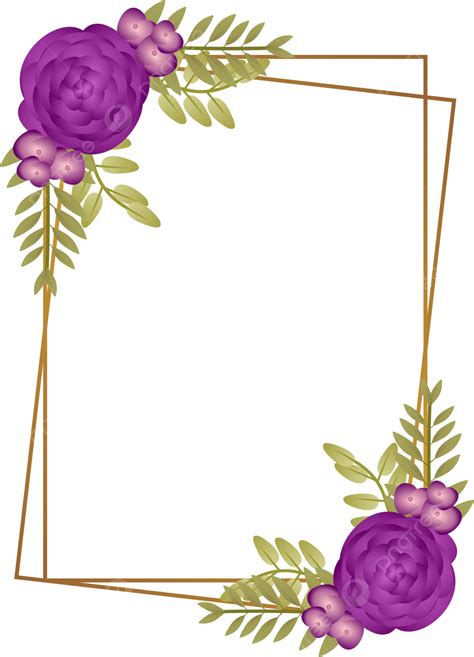 Marco Floral Con Ramo De Rosas Moradas Y Hojas Vectoriales PNG , Floral ...