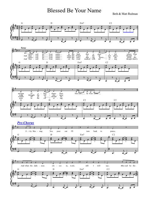 Blessed Be Your Name (Voice and Piano) sheet music download free in PDF ...