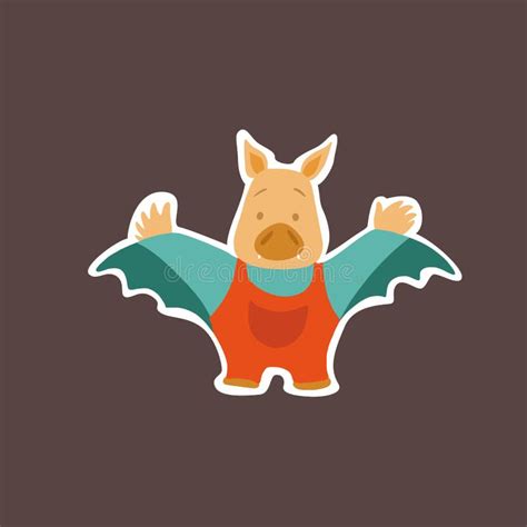 Cute Bat Baby in Red Trousers Sticker Stock Vector - Illustration of ...