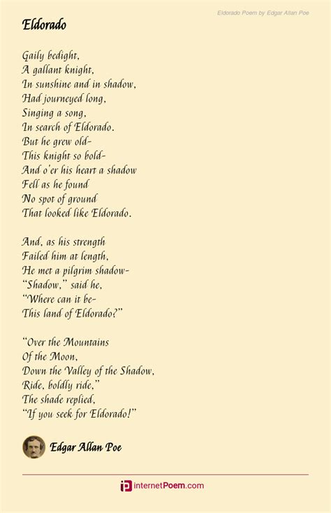 Eldorado Poem by Edgar Allan Poe