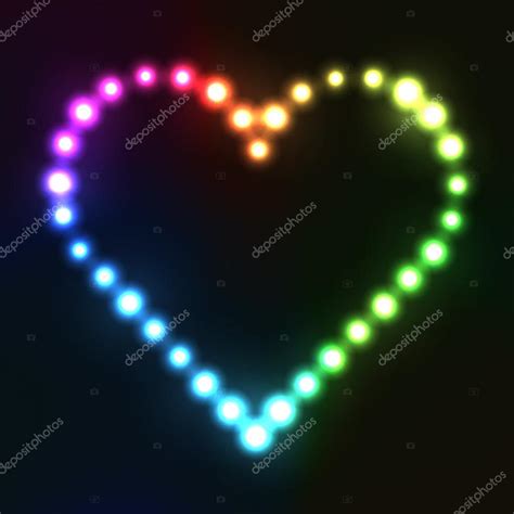 Neon heart in rainbow colors made from bulbs — Stock Vector © ledinka ...