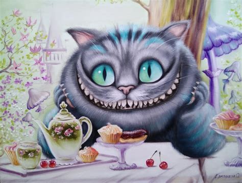 Breakfast Cheshire Cat Oil Painting cat Alice in Wonderland | Etsy