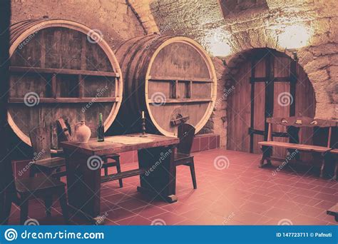 Old Oak Barrels in an Ancient Wine Cellar. Stock Image - Image of indoors, barrel: 147723711