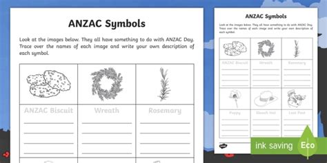 Anzac Symbols Worksheet / Worksheet (teacher made)