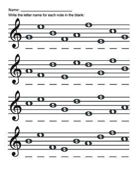 Treble Clef Lines and Spaces - FREE Worksheets | Music theory ...