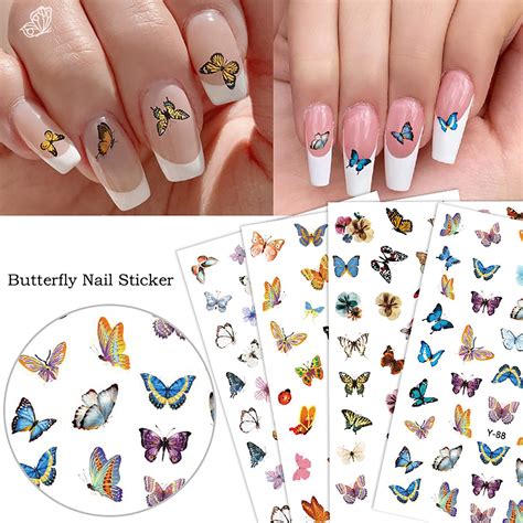 Diy Thin Nail Stickers Safety Nail Decals with Gel Butterfly | Etsy