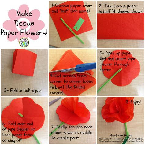 7 Steps for making tissue paper flowers! | Mundo de Pepita