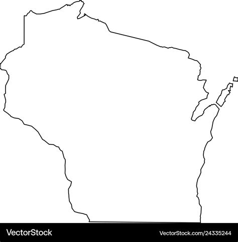 Wisconsin state of usa - solid black outline map Vector Image