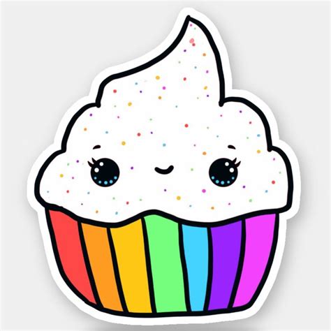 Cute Rainbow Cupcake Sprinkles Sticker | Zazzle | Rainbow cupcakes ...