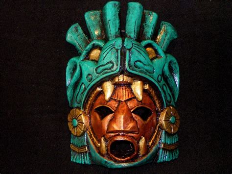 Large Aztec Warrior Mask Stone Jaguar Calendar Mayan Mexican Art Maya | Aztec art, Mayan art ...