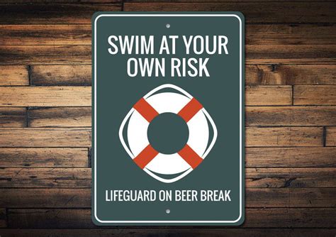 Life Preserver Sign Swim at Risk Sign Lifeguard Gift - Etsy