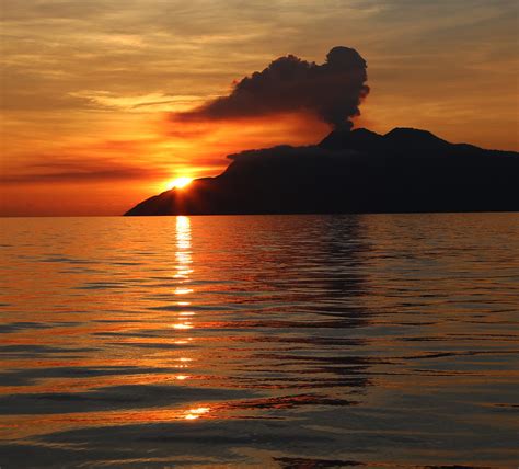 Volcano and sunset