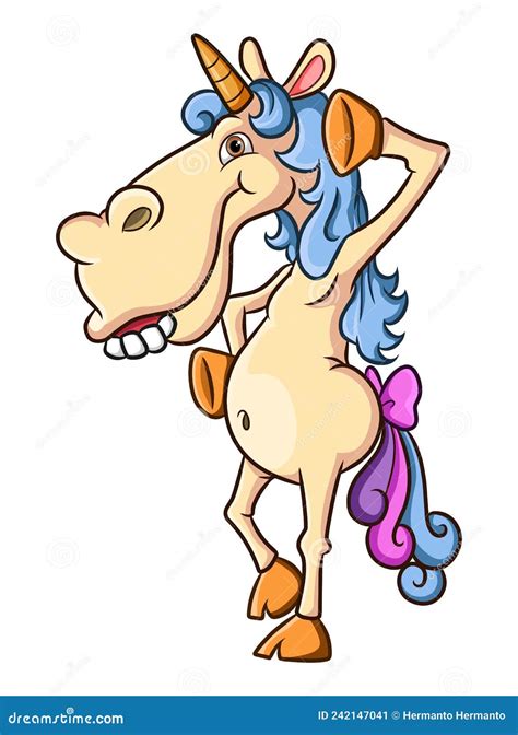 The Ugly Unicorn Standing and Posing with the Teeth Out Stock Vector ...