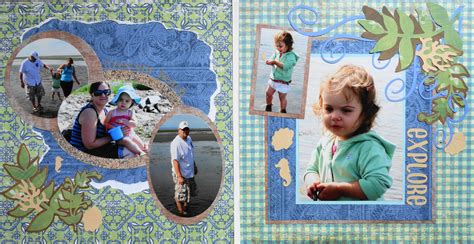 Scrapbook Page - At the Beach - 2 page girl or boy layout with plants ...