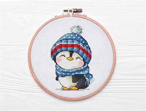 Baby Penguin Cross Stitch Pattern PDF, Bird Cross Stitch, Small Cross Stitch, Christmas Gift ...