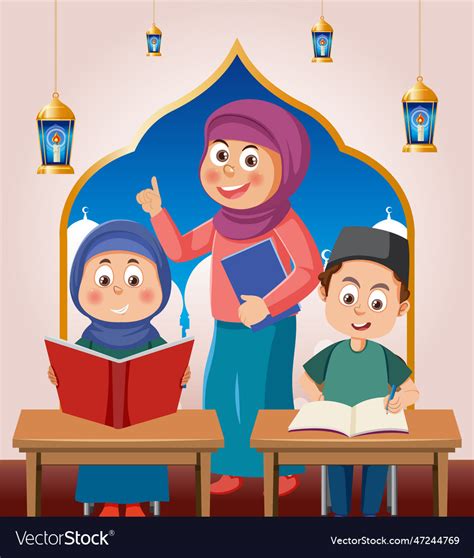 Muslim student at school Royalty Free Vector Image