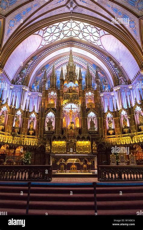 Montreal, Canada - 14 September 2017: Interior of the Notre-Dame Basilica in the historic ...