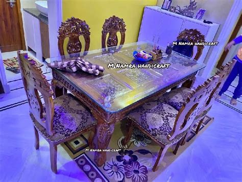 Rectangular Wooden Dining Table Set at Rs 55,000 / Set in Saharanpur | M. Namra Handicraft