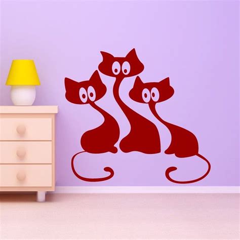 Funny Wall Decals | previous next three funny cats animals wall art stickers wall decal | Cat ...